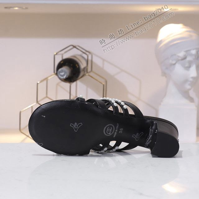 Chanel女鞋 香奈兒2020年珍珠涼拖鞋  naq1193
